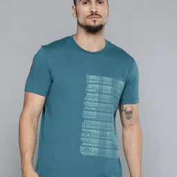 Alcis Men Teal Blue Typography Printed Slim Fit Gym T-shirt-image-50
