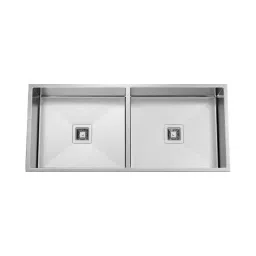 Hekken Double Bowl Kitchen Sink Combo Chef Pro Series 45x20x9 inch Brush Finish Stainless Steel, hék-QubaChefPro-4520C-image-49