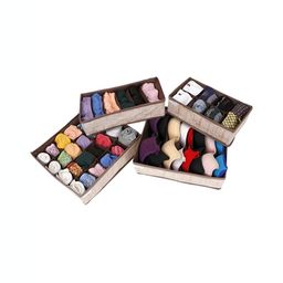 HOKIPO Brown & White 4 Pieces Multi-Utility Organisers-14