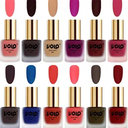 VOLO Set Of 12 Velvet Matte Nail Polish - 8 ml Each -Wine-Magenta-Coral-Red-Neon-Olive-78