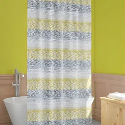 ArtzFolio Grey & Yellow Geometric Printed Waterproof Shower Curtain-10