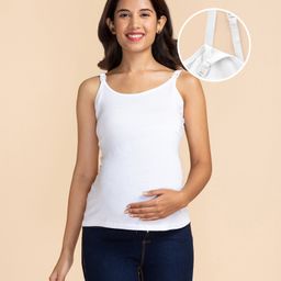 Bella Mama Maternity Nursing Knit Camisole - White-picture-6
