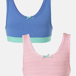 Mackly Pack Of 2 Striped Trainer Bra - Blue & Pink-image-36
