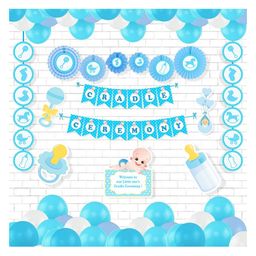 Untumble Baby Boy Cradle Ceremony Paper Fans Kit Blue -  Pack of 54-image-41