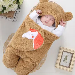 Brandonn Wearable Hooded Baby Swaddle Blanket - Beige-picture-11