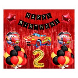 Puchku Car Theme 2nd Birthday Decoration Red & Black - Pack of 39-image-22