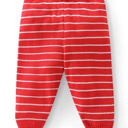 Babyhug  Acrylic Knit Full Length Fleece & Woollen Pants Stripes - Red-image-55