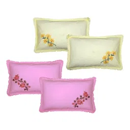 Kuber Industries Pillow Cover Cotton Pillow Cover Pillow Cover for Bedroom Cushion Cover for Living Room Embroidery Frill with Zip Pillow Cover 20x30 Inch Set of 4 Multi-picture-9