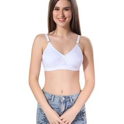 Fabme Cotton Sleeveless Solid Non Padded Maternity Nursing Bra - White-picture-7