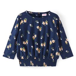 Babyhug Rayon Knit Full Sleeves Top with Floral Print - Navy Blue-image-16
