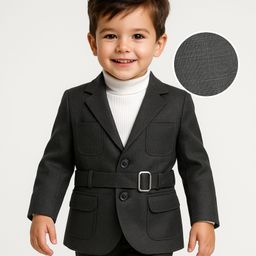 Mark & Mia Woven Full Sleeves Blazer & Turtle Neck T-Shirt with Solid Colour - Black-image-91