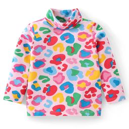 Babyhug Cotton Knit Full Sleeves Skivi T-Shit With Leopard Print - Pink-image-78