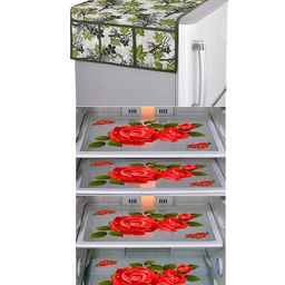 Dakshya Industries Fridge Top Cover and Fridge Mat Combo Set of 5-46