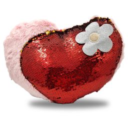 Kidsden Red and Gold Reversible Sequin Heart Shaped Pillow-13