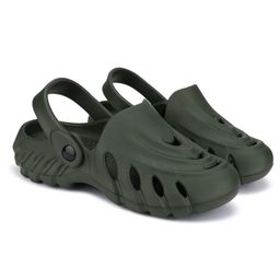 Priaansha Kids Perforated Wave Design Clogs - Olive Green-image-93