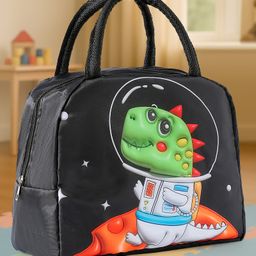 fab n funky Lunch Box Bag with Dino Print - Black-picture-26