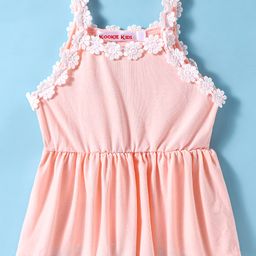 Kookie Kids Sleeveless Top with Floral Lace Detailing - Pink-image-93