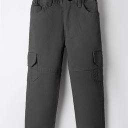 Rikidoos Cotton Solid Trousers - Dark Grey-image-125