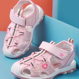 Cute Walk by Babyhug Sandals With Velcro Closure Heart Applique - Light Pink-image-99