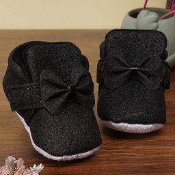 Neska Moda Bow Applique Detailed Booties - Black-image-38