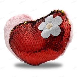 Kidsden Red and Gold Reversible Sequin Heart Shaped Pillow image 2