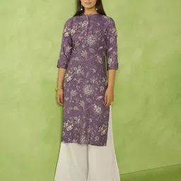 Anouk Floral Printed Mandarin Collar Straight Kurta-image-71
