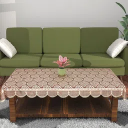 Kuber Industries Maroon Floral Cotton 4-Seater Table Cover With Embroidered Details-48