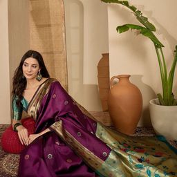 Sangria Woven Design Zari Silk Blend Designer Paithani Saree-picture-19