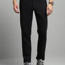 Luxuria Mens Self Design Black Regular Fit Mid Rise Lower-image-53