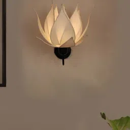 Fos Lighting White Auspicious Blooming Lotus Fabric Wall Sconce (Bulb not included) - Set of 1-image-41