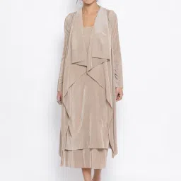 Lela Beige Textured Drape Jacket-image-54