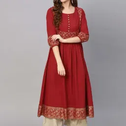 Varanga Maroon Woven Pattern Anarkali Kurti-picture-19