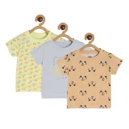 MINIKLUB Kids Multicolor Cotton Printed T-Shirt (Pack of 3)-image-82