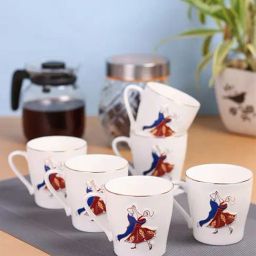 Clay Craft Multicolor Fine Ceramic Coffee Mug Set of 6 - 220 ml-image-99