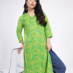 Anouk Rustic Floral Printed V-Neck Straight Kurta-image-57