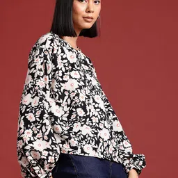 all about you Floral Print Monochrome Top-image-45