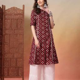 Stylum Maroon Printed Kurtas-image-13