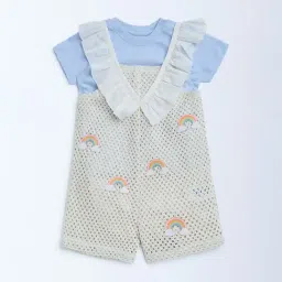 HOP Baby by Westside Off-White Cotton Dungaree with T-Shirt Set-picture-3
