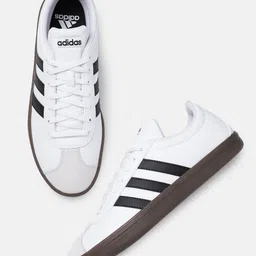 ADIDAS Men VL COURT BASE IKD Striped Leather Sneakers-picture-17
