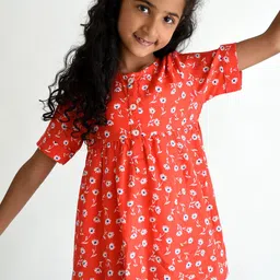 Campana Girls Red & White Floral Print Top-image-41