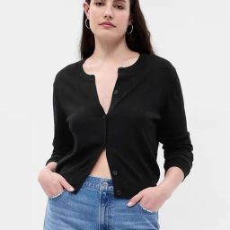 GAP Black Regular Fit Solid Cardigan-image-13