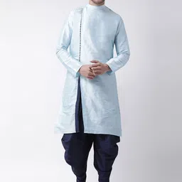 DEYANN Men Blue Solid Kurta with Dhoti Pants-image-114