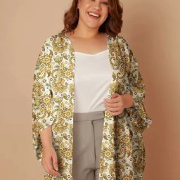 Zink London Off White & Yellow Floral Print Shrug-picture-1