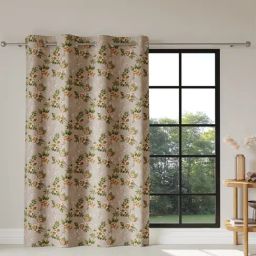 DDecor Poly fill Floral Beige 7 ft Room Darkening Door Curtain-47