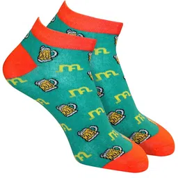 Man Arden Men Green & Orange Arden The Beer Cheer Printed Ankle Length Socks-27