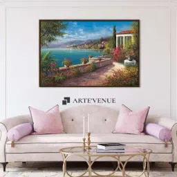 ARTE'VENUE Riviera Di Levante Blue & Green Canvas Wall Art - Set of 1 (15 X 10 inch)-39