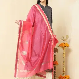Fabindia Pink Woven Pattern Dupatta-picture-48