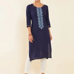 Soch Navy Embroidered Straight Kurta-image-40