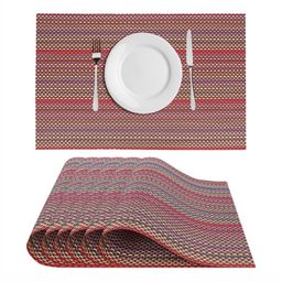 LooMantha 6Pcs Maroon Striped Table Placemats-11