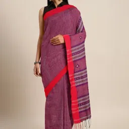 Kalakari India Purple Cotton Woven Saree With Unstitched Blouse-picture-24